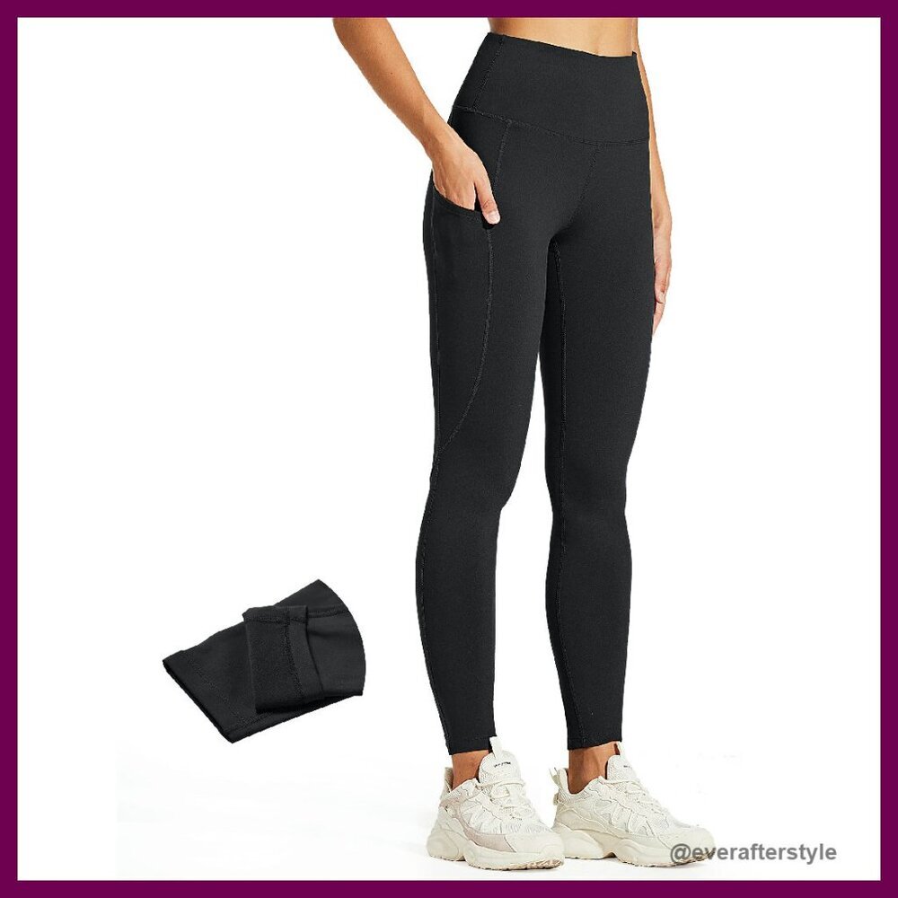 Fleece Lined Thermal Leggings High Waisted Water Resistant Hiking Activewear